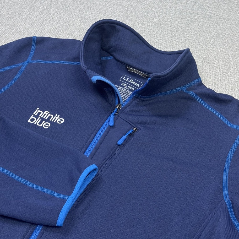 L.L. Bean Fleece Jacket Mens 2XL Blue Full Zip Zipped Pockets Stretch Outdoor